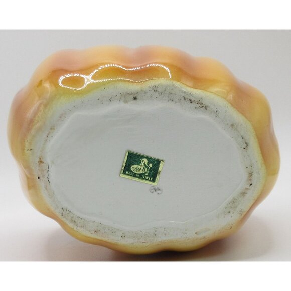 Vintage Anthropomorphic Pumpkin Planter Vase Ceramic Halloween Thanksgiving Taiw - Picture 8 of 10